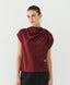 ACCESS FASHION SATIN TOP WITH DRAPED NECKLINE