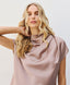 ACCESS FASHION SATIN TOP WITH DRAPED NECKLINE