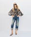 ACCESS FASHION ANIMAL PRINT BLOUSE WITH A TIE