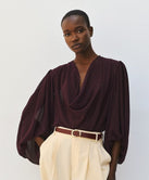 ACCESS FASHION DRAPED BLOUSE WITH DETACHABLE SCARF