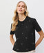 ACCESS FASHION SHORT-SLEEVE BLOUSE WITH RHINESTONES
