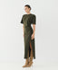 ACCESS FASHION MIDI DRESS WITH SLIT AND RUCHING