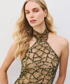 ACCESS FASHION HALTER SEQUIN DRESS WITH SLIP DRESS