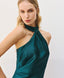 ACCESS FASHION MAXI SATIN HALTER DRESS