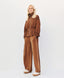 ACCESS FASHION MIXED-FABRIC PANTS WITH PIPING