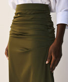 ACCESS FASHION MAXI SATIN SKIRT WITH RUCHING