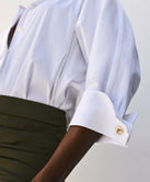 ACCESS FASHION SHIRT BODYSUIT WITH METALLIC BUTTONS