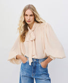 ACCESS FASHION SHIRT WITH A TIE AND PADDED SHOULDERS