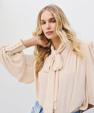 ACCESS FASHION SHIRT WITH A TIE AND PADDED SHOULDERS