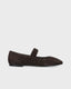 BIBI LOU SUEDE LEATHER ANKLE STRAP BALLERINA FLATS