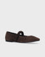 BIBI LOU SUEDE LEATHER ANKLE STRAP BALLERINA FLATS