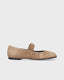BIBI LOU SUEDE LEATHER ANKLE STRAP BALLERINA FLATS
