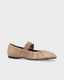 BIBI LOU SUEDE LEATHER ANKLE STRAP BALLERINA FLATS