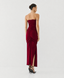 ACCESS FASHION STRAPLESS MIDI DRESS WITH RUCHING