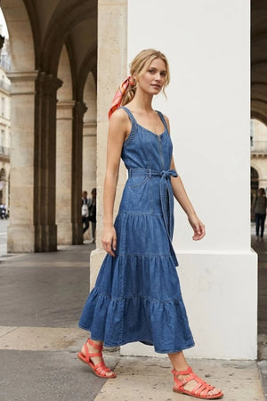 DERHY GILLY DENIM STRAPS DRESS