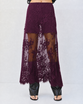 ACCESS FASHION LACE MIDI SKIRT WITH LINING