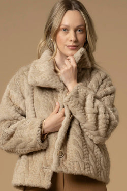STYLISH KNIT LOOK WAIST LENGTH COAT - COAT MARIELIES