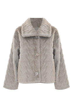 STYLISH KNIT LOOK WAIST LENGTH COAT - COAT MARIELIES
