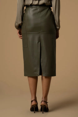 ELEGANT CALF LENGTH LEATHER LOOK SKIRT - SKIRT MADERIN