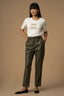 CHIC PROFESSIONAL RELAXED FIT LEATHER LOOK TROUSERS - TROUSERS MARITUSA