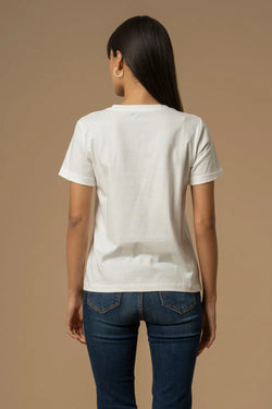 CLASSY LOGOED MONOCOLORED ROUND NECK T-SHIRT - T-SHIRT ANAISSE