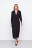 KOCCA LONG-SLEEVED MIDI DRESS WITH A V-NECK AND CONTRASTING TRIM - MILZIA KNIT DRESS
