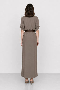 KOCCA WRAP DRESS WITH A V-NECKLINE, SHORT SLEEVES AND A BELT - KIRIACA DRESS