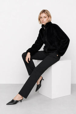 KOCCA FAUX FUR JACKET WITH A HIGH COLLAR AND A ZIP FASTENING - LAYRA FAUX FUR JACKET
