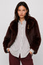 KOCCA FAUX FUR JACKET WITH AN OPEN FRONT AND A BROOCH - KARMEN FAUX FUR JACKET
