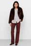 KOCCA FAUX FUR JACKET WITH AN OPEN FRONT AND A BROOCH - KARMEN FAUX FUR JACKET