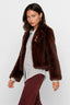 KOCCA FAUX FUR JACKET WITH AN OPEN FRONT AND A BROOCH - KARMEN FAUX FUR JACKET