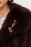 KOCCA FAUX FUR JACKET WITH AN OPEN FRONT AND A BROOCH - KARMEN FAUX FUR JACKET