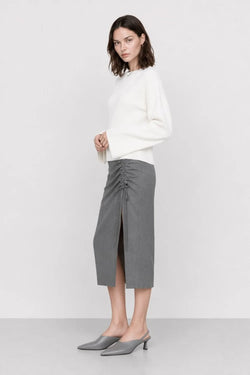 KOCCA RIBBED JUMPER WITH AN ASYMMETRIC NECK AND METALLIC BEADS - JONAN SWEATER