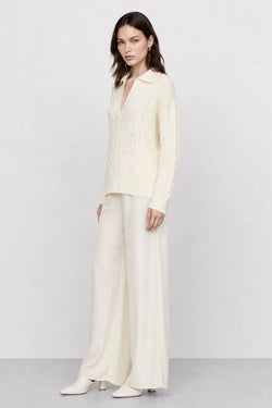 KOCCA JUMPER WITH A CABLE-KNIT PATTERN AND A COLLARED V-NECK - TYEA SWEATER