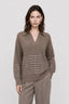 KOCCA LONG-SLEEVED V-NECK JUMPER WITH HORIZONTAL SEQUIN STRIPES - LYA SWEATER