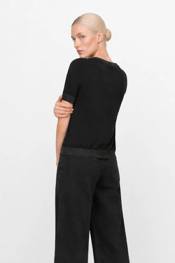 KOCCA VISCOSE TOP WITH A CREW NECK AND METALLIC DETAILS - OANNA SWEATER