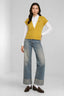 KOCCA KNITTED WAISTCOAT WITH WOODEN BUTTONS AND JEWEL BROOCHES - MACCABEO JERSEY