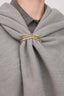 KOCCA HERRINGBONE CAPE IN COTTON AND WOOL WITH FRINGE AND BROOCH - GIOBBE CAPE