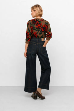 KOCCA WOMEN'S DENIM JEANS WITH A HIGH WAIST AND WIDE LEG - AERGIA DENIM TROUSERS