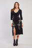 JOSIE TWO-TONE V-NECK KNIT MIDI DRESS