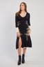 JOSIE TWO-TONE V-NECK KNIT MIDI DRESS
