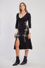 JOSIE TWO-TONE V-NECK KNIT MIDI DRESS