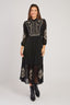 LONG EMBROIDERED DRESS WITH VELVET DETAILS VERA