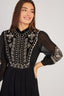 LONG EMBROIDERED DRESS WITH VELVET DETAILS VERA
