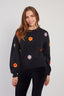 FINE KNIT SWEATER WITH CALENDULA EMBROIDERED FLOWERS