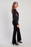 FINE KNIT SWEATER WITH CALENDULA EMBROIDERED FLOWERS