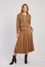 TWO-TONE KNIT CARDIGAN WITH DAISY PRINT PATTERN