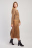 TWO-TONE KNIT CARDIGAN WITH DAISY PRINT PATTERN