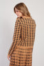 TWO-TONE KNIT CARDIGAN WITH DAISY PRINT PATTERN
