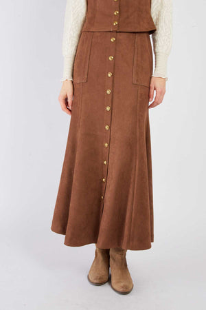 JULIANE LONG SUEDE-EFFECT SKIRT